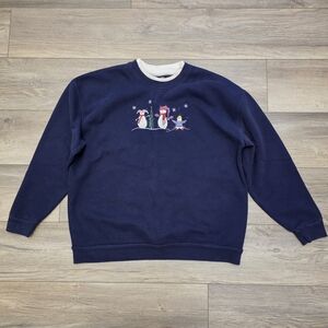 C&B Sport Craft and Barrow Vtg Sweatshirt with Snowman and SANowflake Embroidery